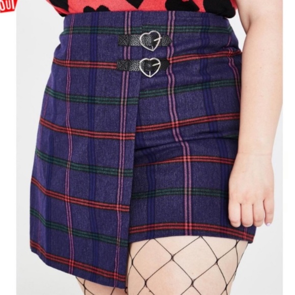 Lazy Oaf Dresses & Skirts - Lazy Oaf Busy Getting Plaid Kilt Mini Skirt Size 20 US 16